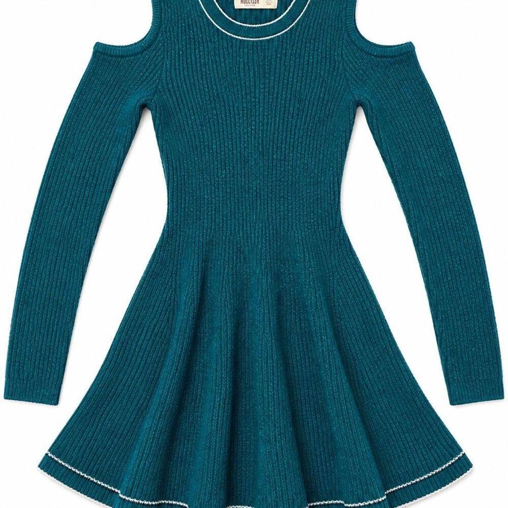 Hollister-co Women's Green and Blue Dress